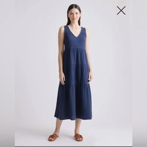 Quince 100% Organic Cotton Gauze Tiered Maxi Dress